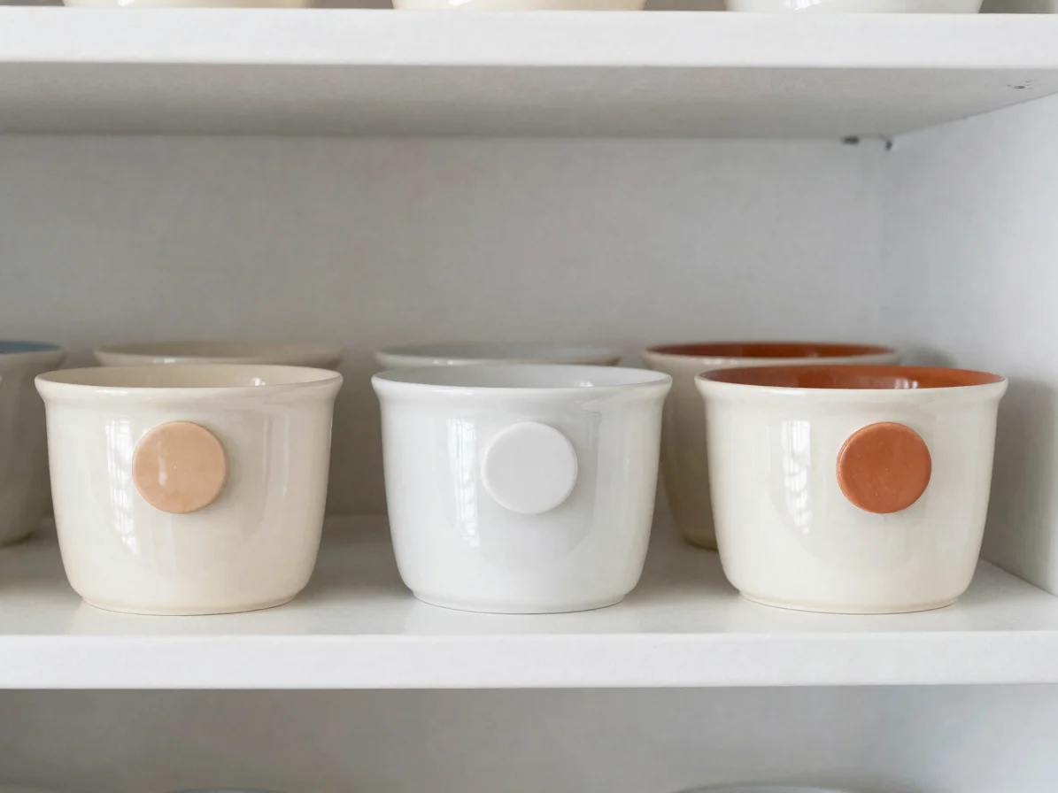 Potes organizadores de vidro em armário de cozinha, luz natural d