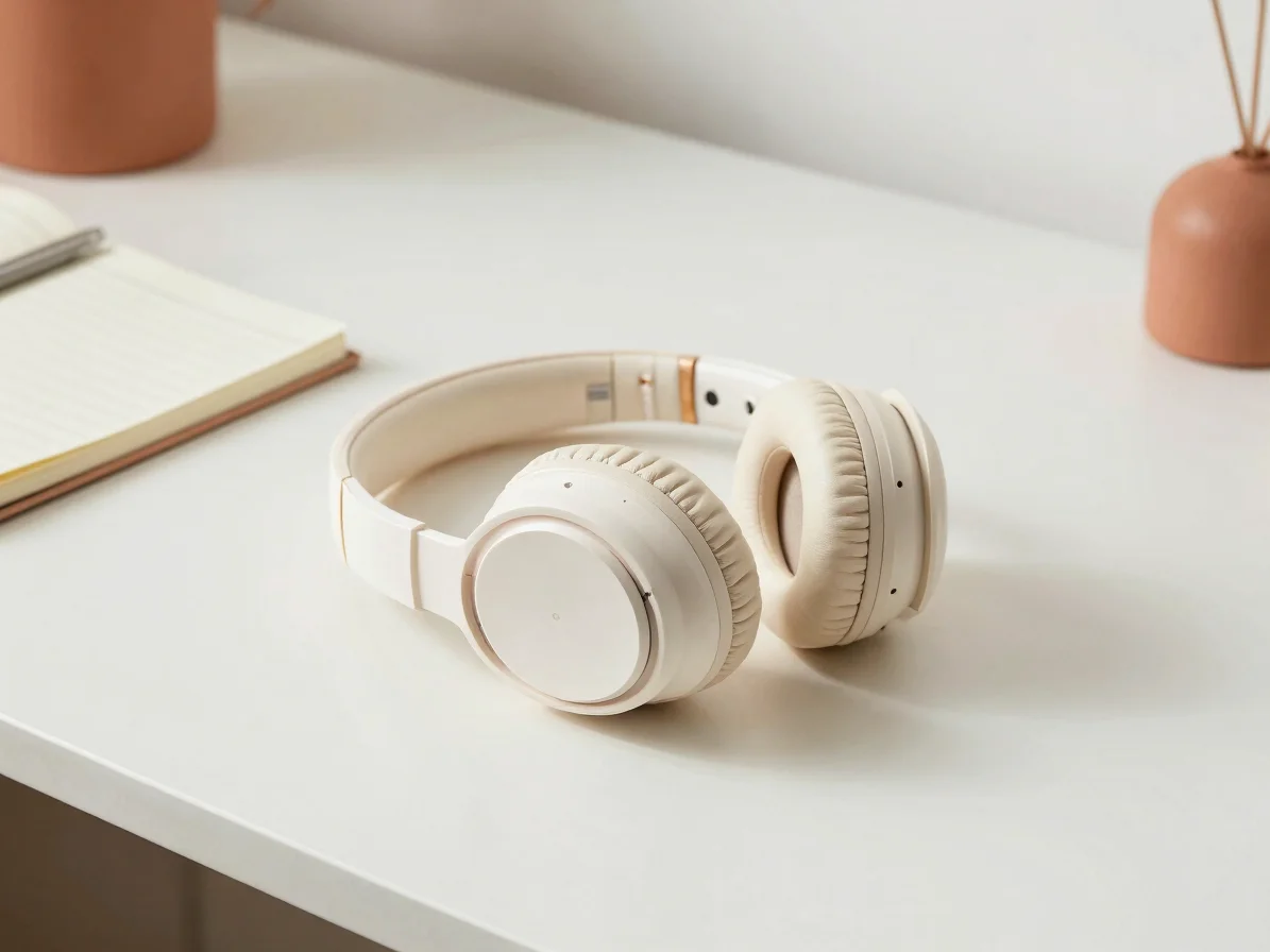 Editorial product photography of a pair of headphones on a white